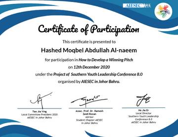 How to Develop a Winning Pitch certificate
