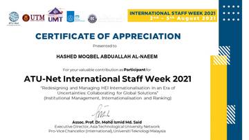 International Staff Week 2021 certificate