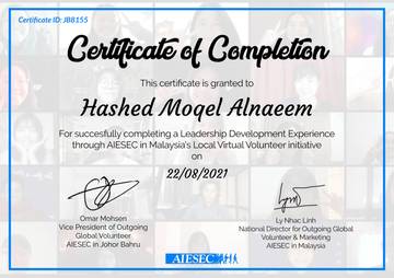 Leadership Development Experience certificate